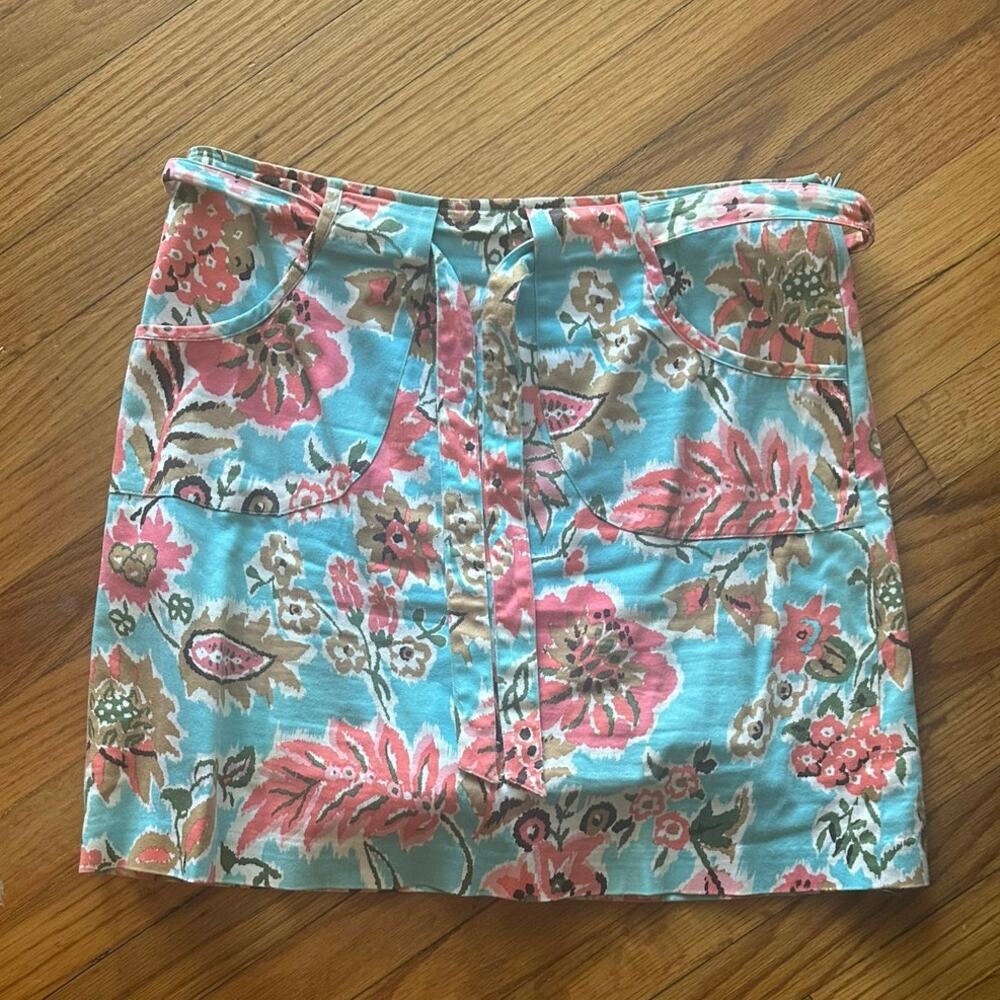 Harold’s Blue Pink Floral Skirt Vibrant A-Line Classic Spring Women’s 10